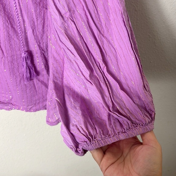 Emerson Fry India Collection Bardot Top - Pink Lurex with Gold Details size S - Picture 9 of 13